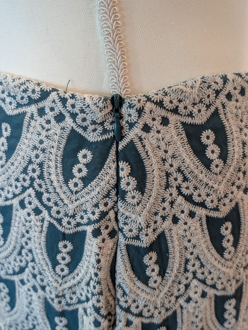 Women's Teal Green and Cream Lace-Pattern Maxi Skirt - Picture 4 of 5